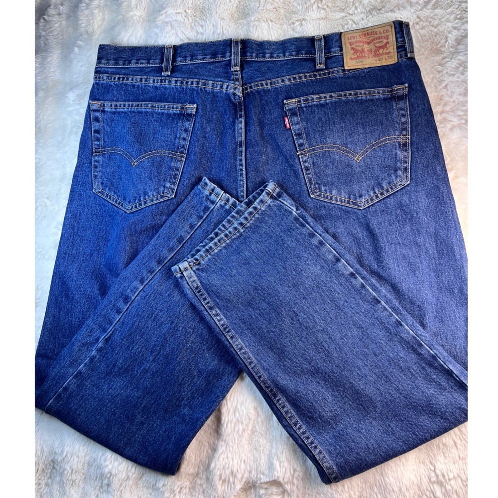 Levis 505 Regular Fit Straight Leg Blue Denim Jeans Mens W40 L30 Medium Wash A26